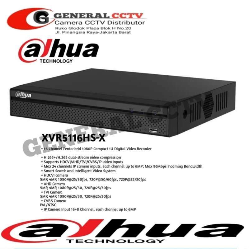 Dvr Dahua 16 Channel Pentabrid XVR5116HS-X HDCVI/AHD/TVI/CVBS/IPC ORI