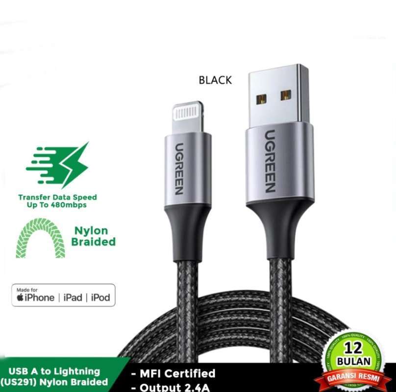 Jual Cable Data USB A To iPhone Lightning Mfi Ugreen Kabel Nylon