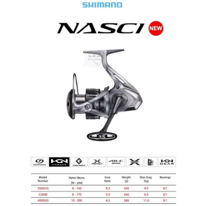 Promo Reel Shimano Nasci C3000hg / 4000xg New. 2021 Diskon 9% Di