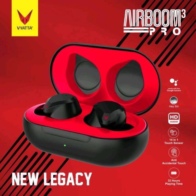 VYATTA AIRBOOM PRO 3 TWS BLUETOOTH EARPHONE ENC 32 Hours Playing Time 14 in 1 Touch Sensor
