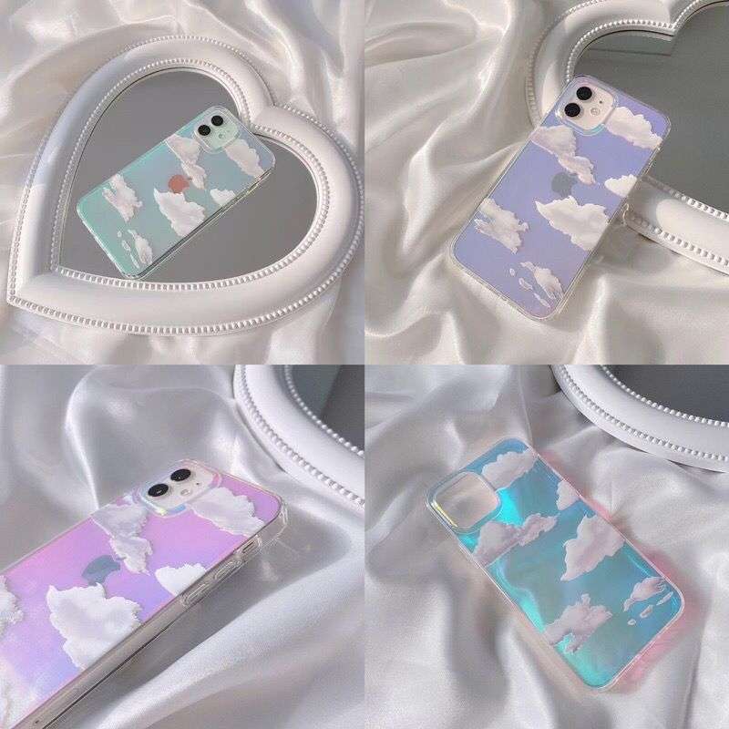 Shiny Hologram Cloud Case Iphone SE 2020 7+ 8+ X XS XR XS MAX 11 11 Pro  11 Pro Max 12 12 Pro 12 Pro Max