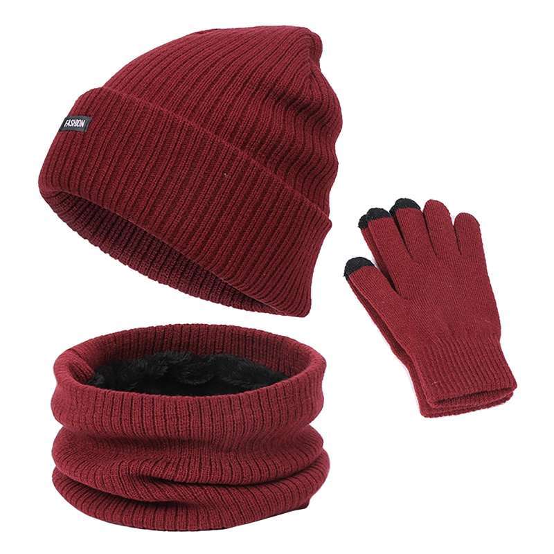 Promo Beanie Hat Scarf Gloves Set Warm 
