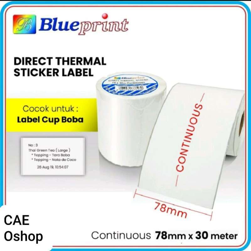 DIRECT THERMAL STICKER LABLE BLUEPRINT 78X30 meter Continuous