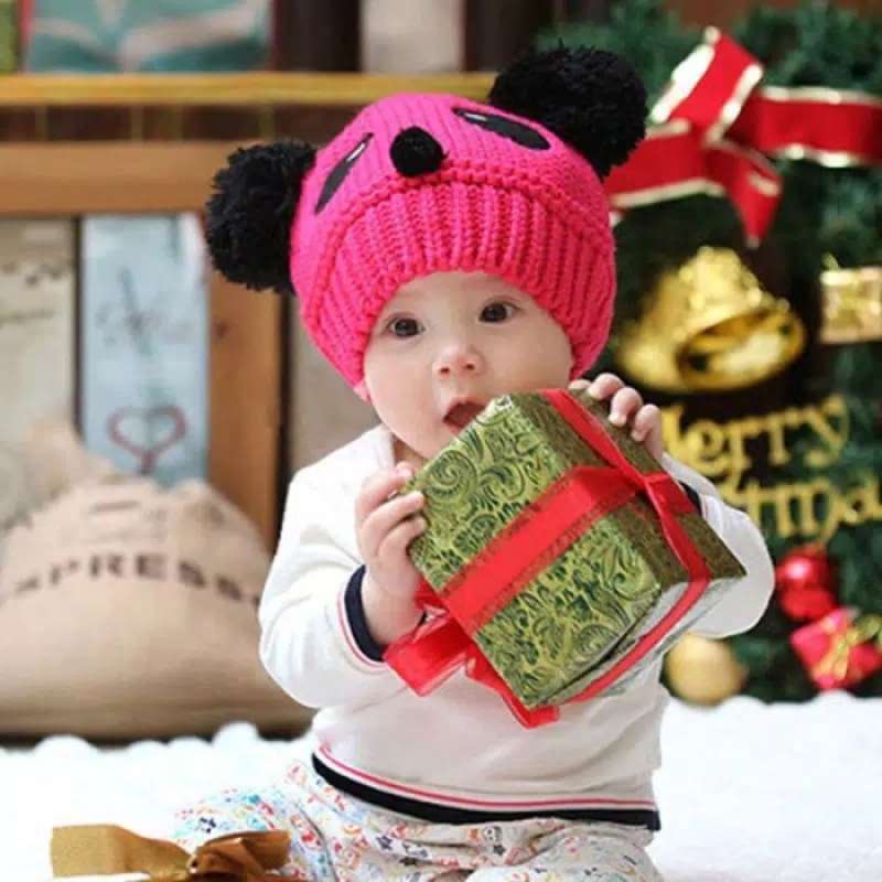 Topi Anak Rajut Kartun Panda Crochet 