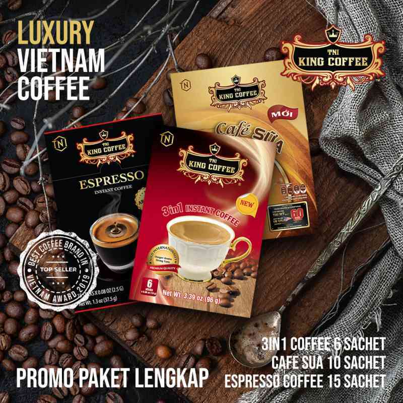 King Coffee Espresso Instant Coffee Vietnamese Coffee Arabica Instant  Coffee Mix Medium Roast 15 sticks per box x 2.5g - Pack of 2
