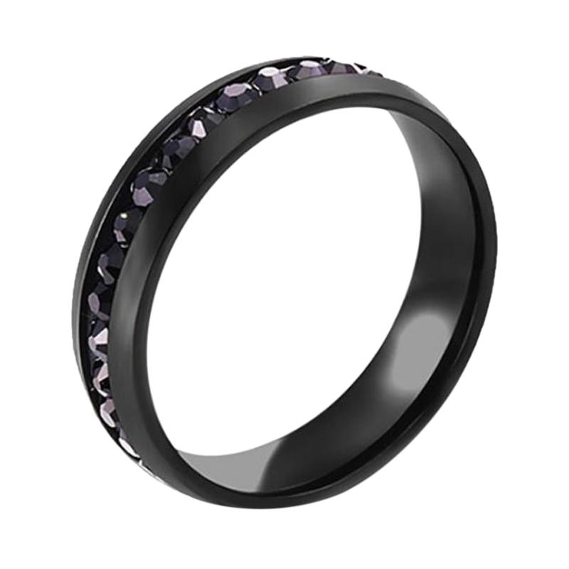 Jual Bluelans10 Rhinestone Titanium Steel Engagement Wedding Band Finger Ring Unisex Black 6 13 Online Oktober 2020 Blibli Com
