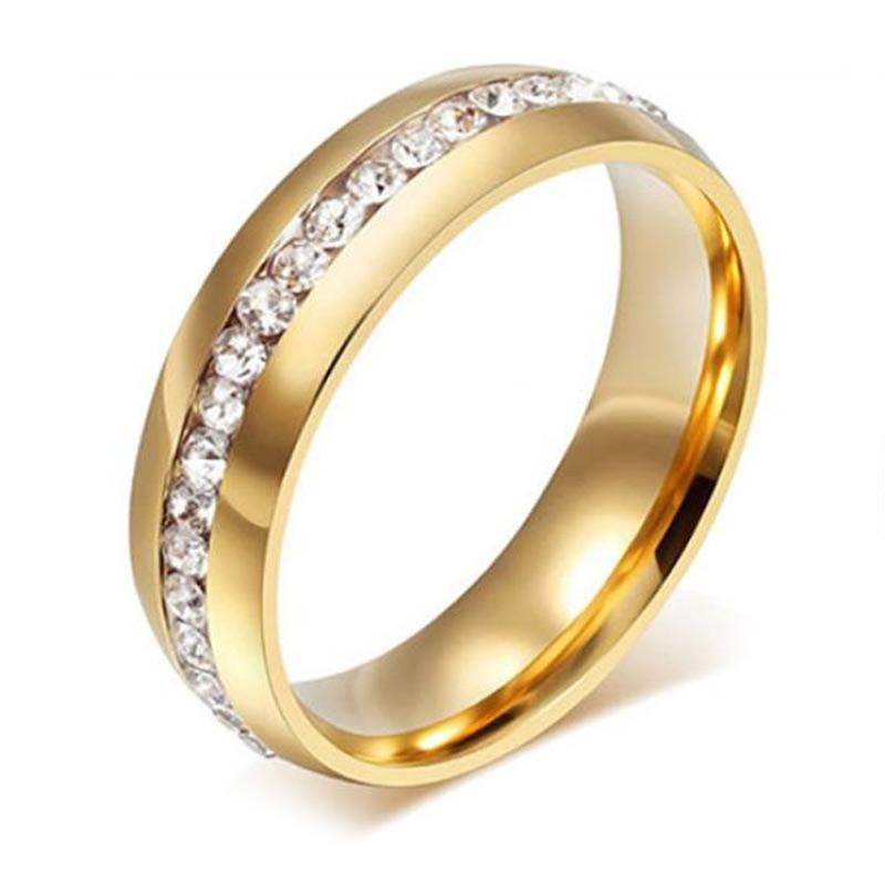 Jual Bluelans Rhinestone Titanium Steel Unisex Engagement Wedding