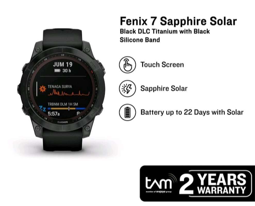 Jual GARMIN Fenix 7 Sapphire Solar 