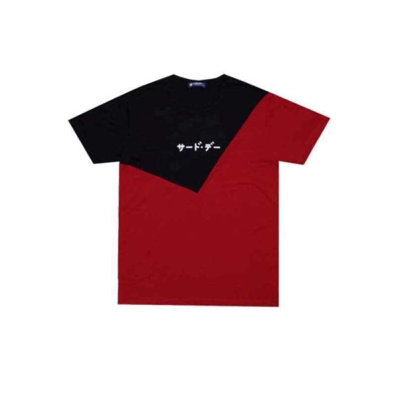 Third Day MTJ03 Kaos T Shirt Pria Instacool Triangle White Katakana Hitam  Merah