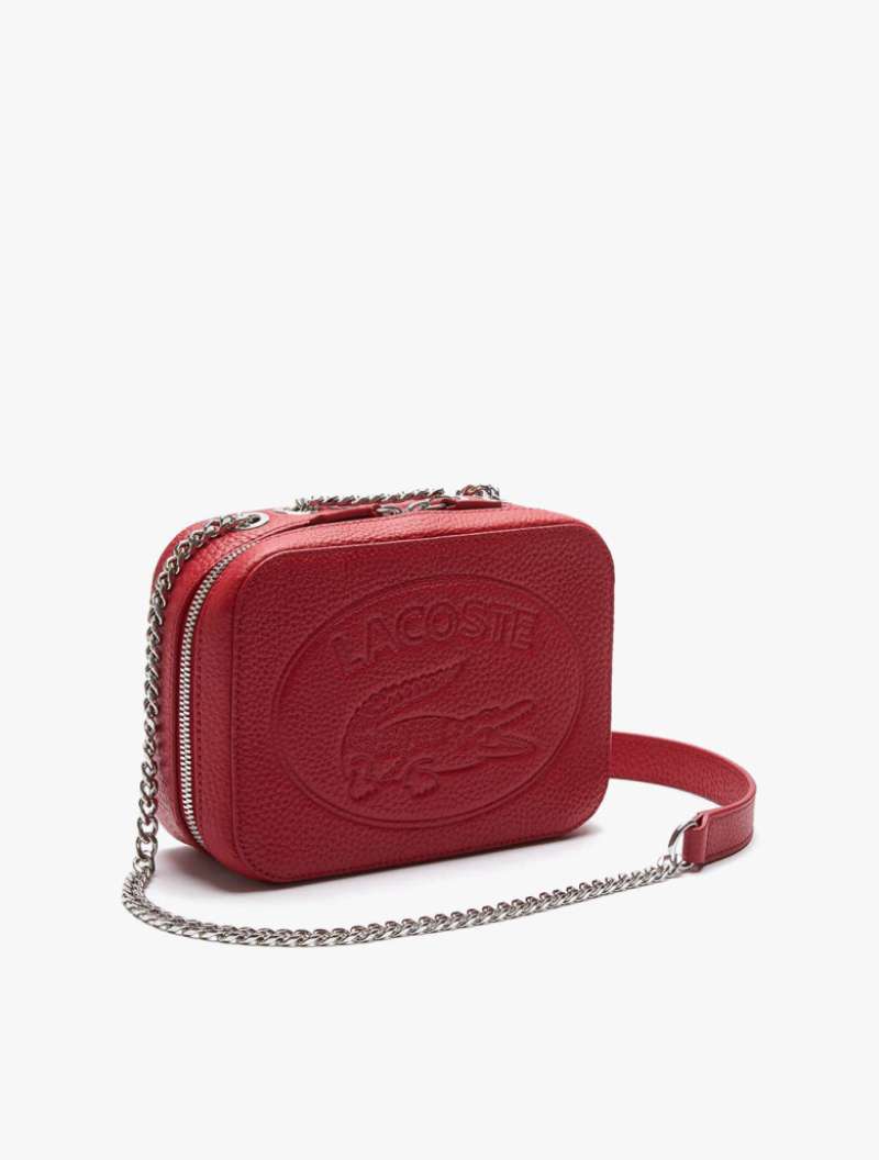 Promo LACOSTE Women s Croco Crew Grained Leather Zip Shoulder Bag