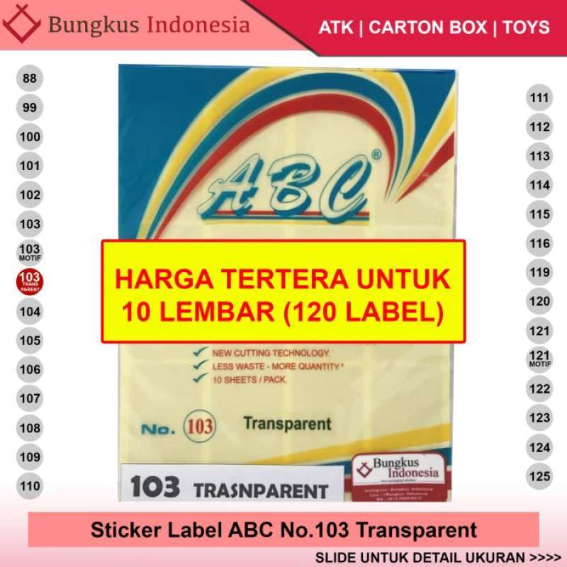 Jual Unik Stiker Label ABC No 103-TRASNPARAN LABEL UNDANGAN ...