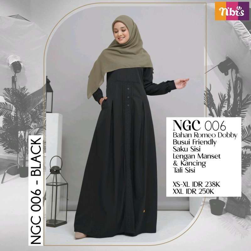 midi dress nibras gamis black dobby Deluxe Black Gold 1920s Flapper Dress main image 0