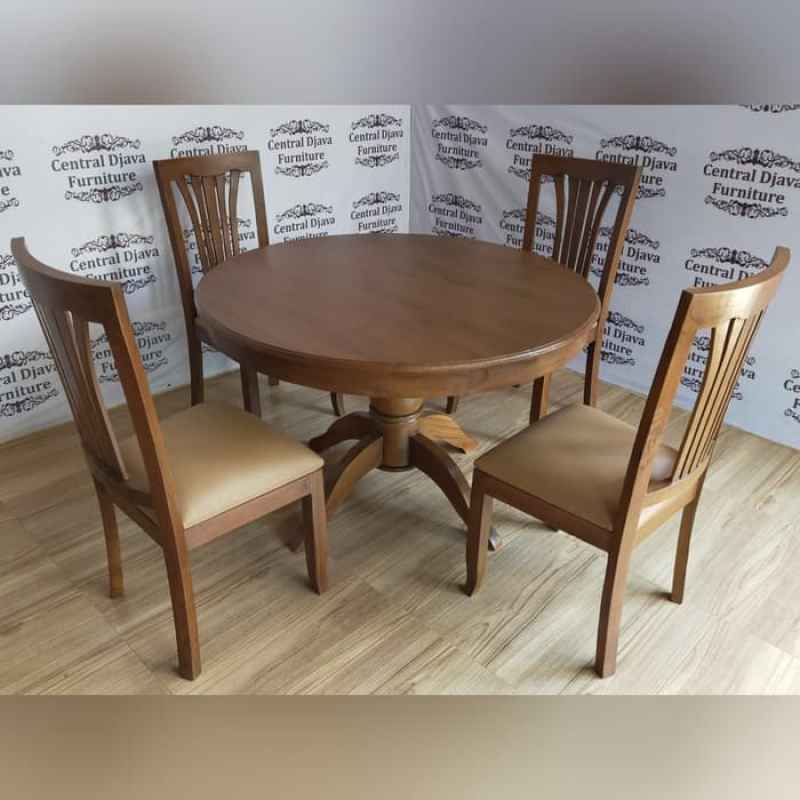 Jual Kursi Meja Makan Bulat Minimalis Kayu Jati 4 Kursi Mebel Jepara Online Desember 2020 Blibli
