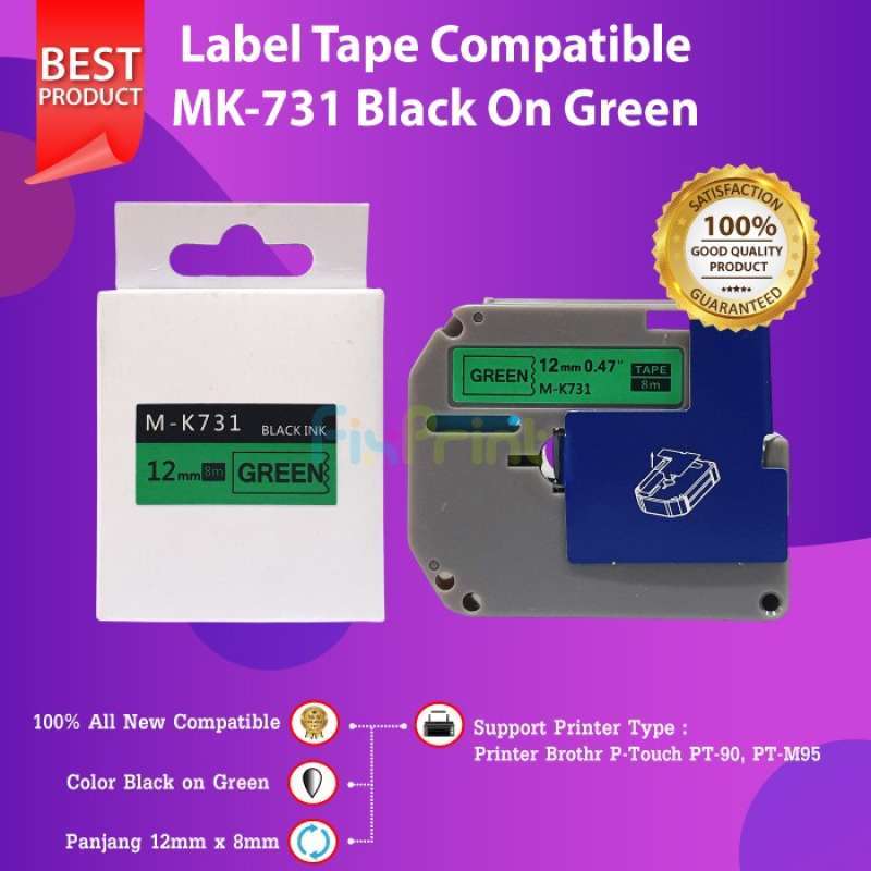 Gratis Ongkir Label Tape Compatible 12Mm Mk-231 M-K231 Black On White Pt-90  Pt-M95