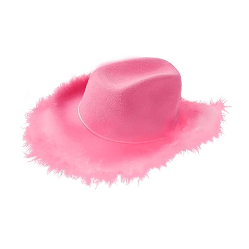 Feather Cowboy Cowgirl Hat Solid Color 