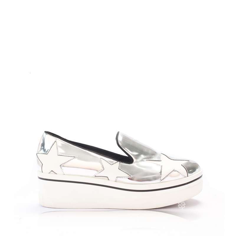 Stella McCartney Elyse Metallic Silver Platform Derby Shoes
