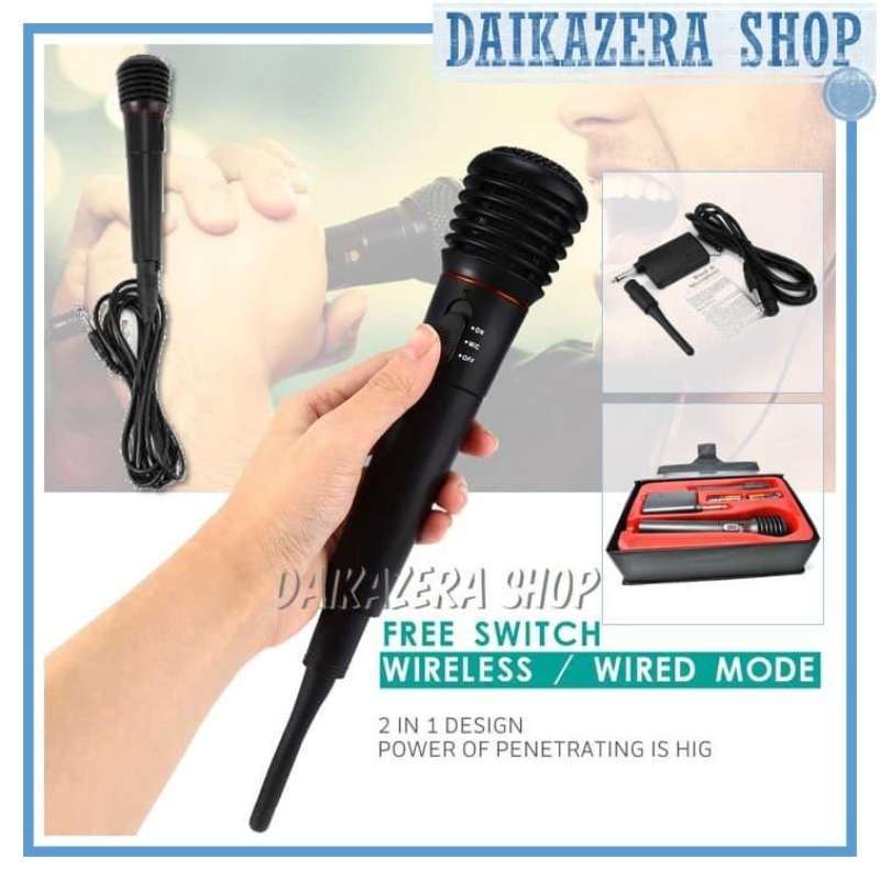 Jual Mikrofon Microphone Profesional 2 in 1 Wireless Wired - TaffStudio