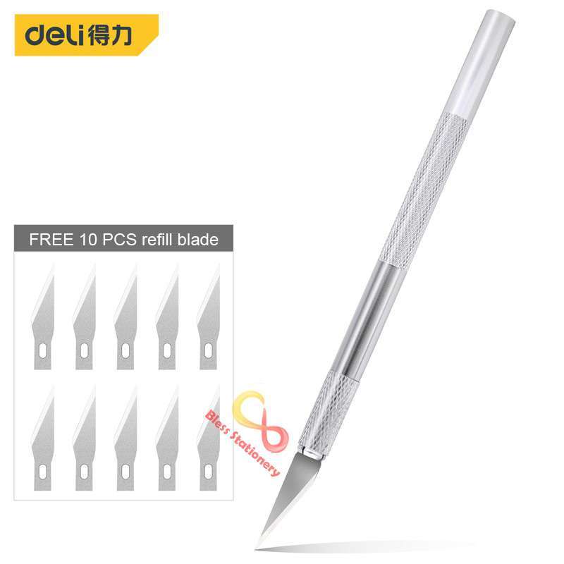 Pisau ukir DELI Art knife Hobby knife Pen knife Cuter ukir Pen cutter set  Carving knife