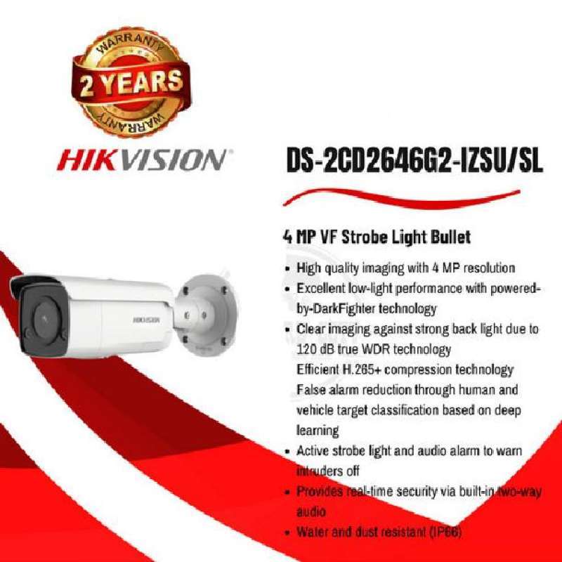 Ipcamera Outdoor 4MP Varifocal Accusense HIKVISON DS-2CD2646G2-IZSU/SL