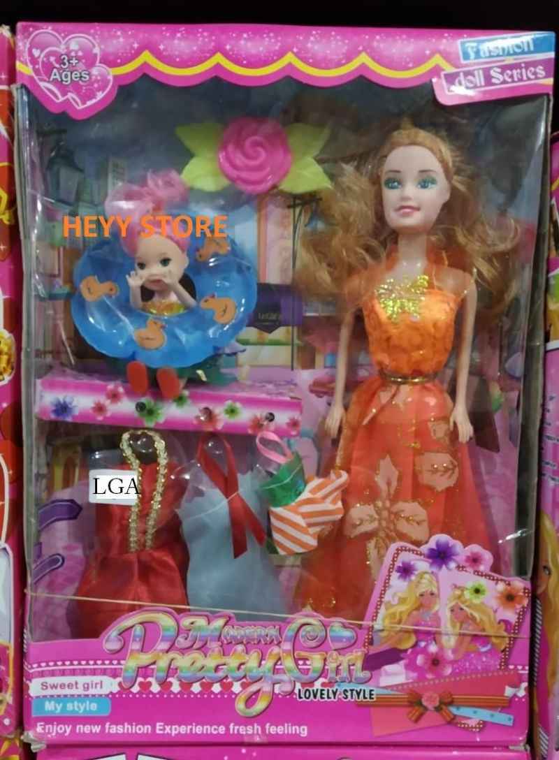 Jual Mainan Anak Perempuan Barbie Set Dengan Perlengkapan Dan