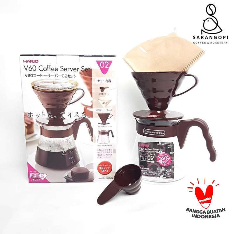 Hario V60 Coffee Server Set Pour Over Kit 02 -700 ml Red Sarangopi