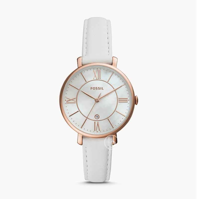 Leather Strap Rose Gold Fossil Watch Blue Strap FOSSIL
