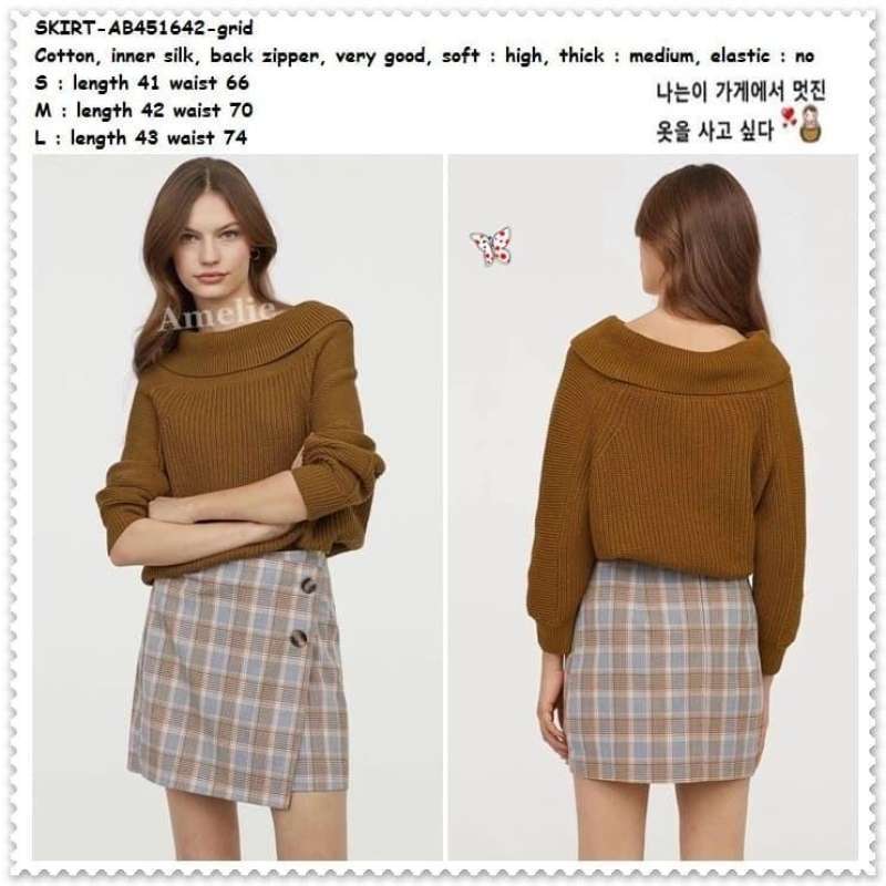 AB451642 Rok Mini Skirt Span Kotak Harajuku Tartan Wanita Korea Import - Main Image