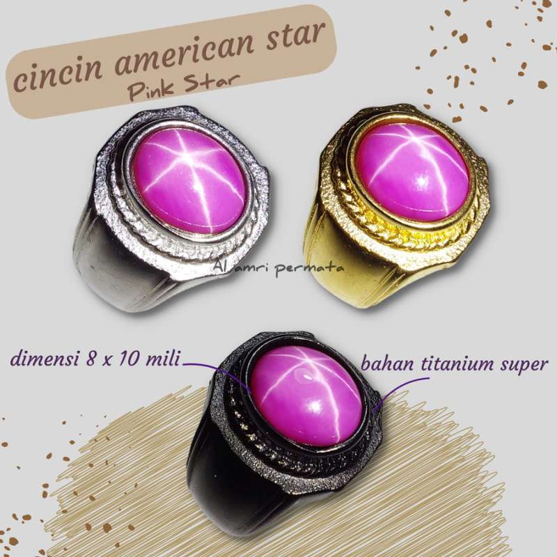 Jual cinci batu american star pink ruby star top 6 star rays
