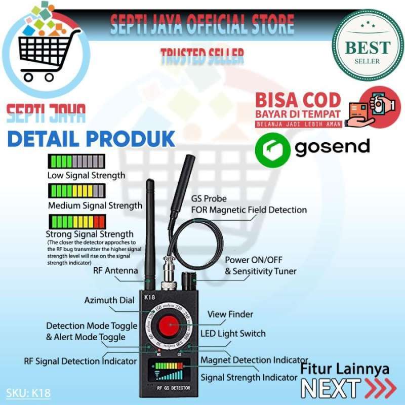 Promo Rf Signal Detector K18 Anti Spy Detector Camera Finder GPS