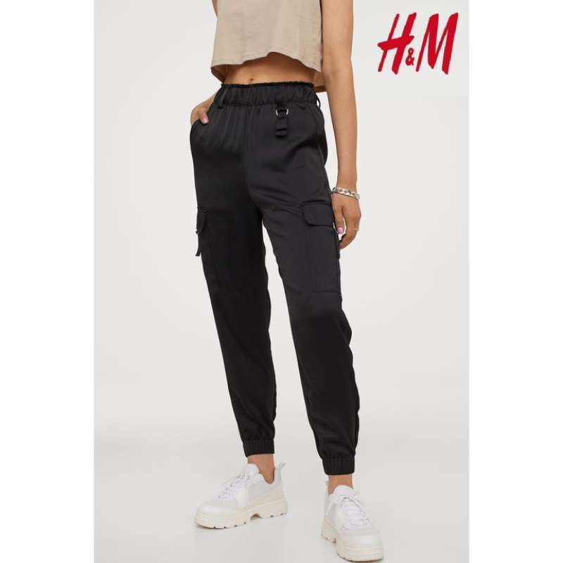 Jual H M Satin Jogger Pants Women Utility Pants Original Celana