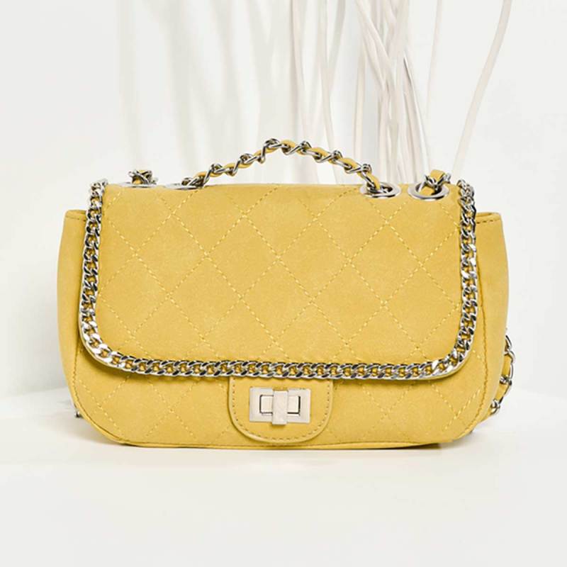 yellow quilted bag