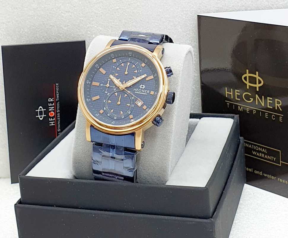 Jam Tangan Pria Hegner Original Strap Stainless Steel Chrono dan Tanggal Aktif Free Box dan Garansi 100 H813792