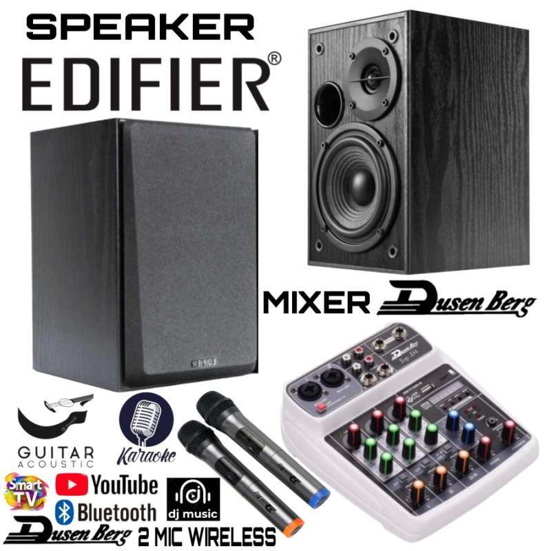 Promo Paket Mixer Speaker Aktif Monitor dj Musik karaoke 2 Mic