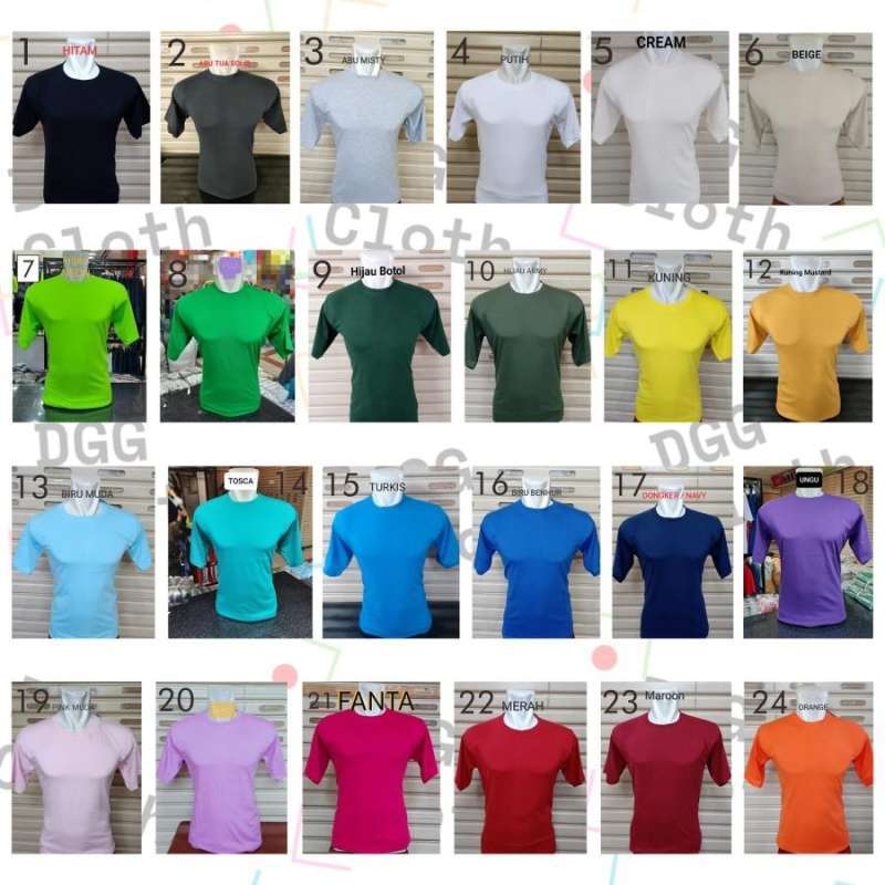 warna baju t shirt