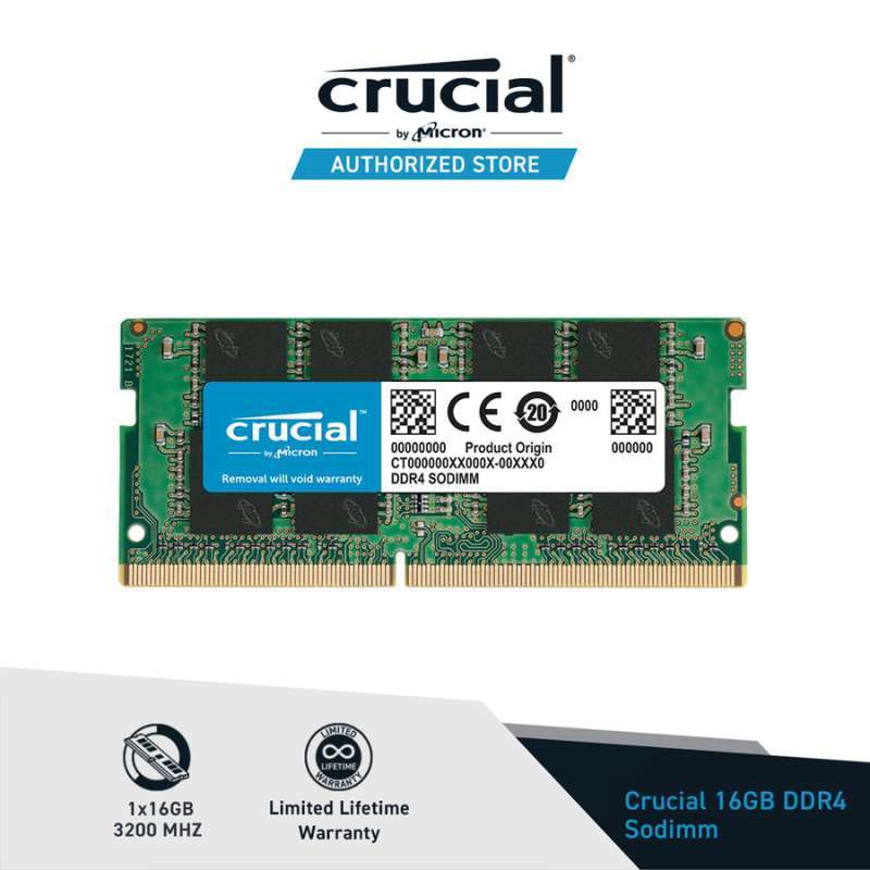 SODIMM MEMORY LAPTOP CRUCIAL 16GB DDR4 3200 RAM LAPTOP PC25600 NOTEBOOK  Original Garansi Resmi