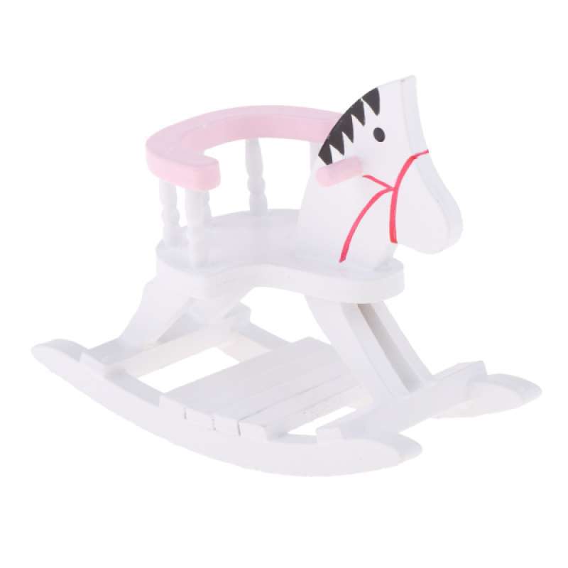 Jual Oem 1 12 Dollhouse Baby Room Accessory White Wood Rocking Horse Room Items Decor Online September 2020 Blibli Com