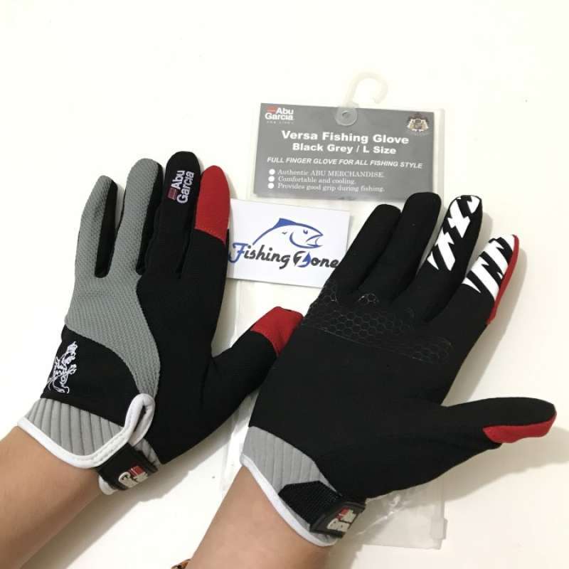 Promo Abu Garcia Versa Fishing Glove - Black Grey (size L) Diskon
