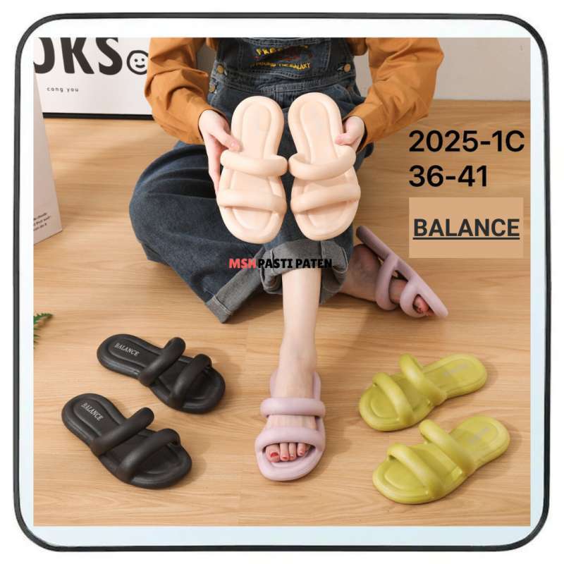 Promo sandal empuk strap tali dua wanita produk impor merk balance