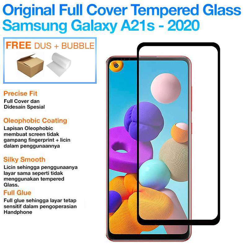 [GadgetLifestyle] Premium Full Cover Samsung Galaxy A21s 2020 Anti Gores  Screen Guard Temper Glass Screen Protector