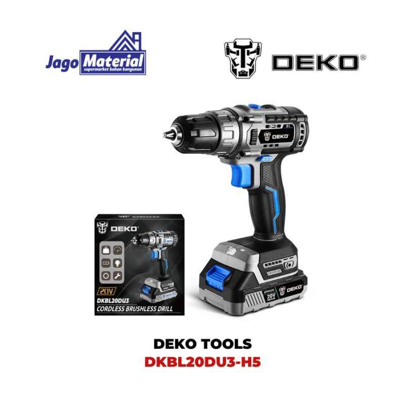 Deko Cordless Brushless Drill 20 V (Mesin Bor) SET DUS