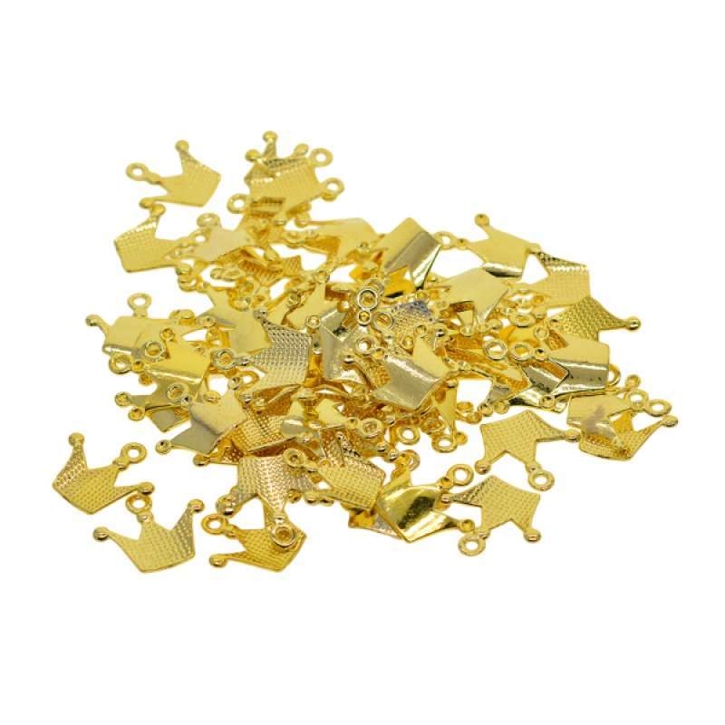 Jual 10pcs Golden Plated Crown Charms 