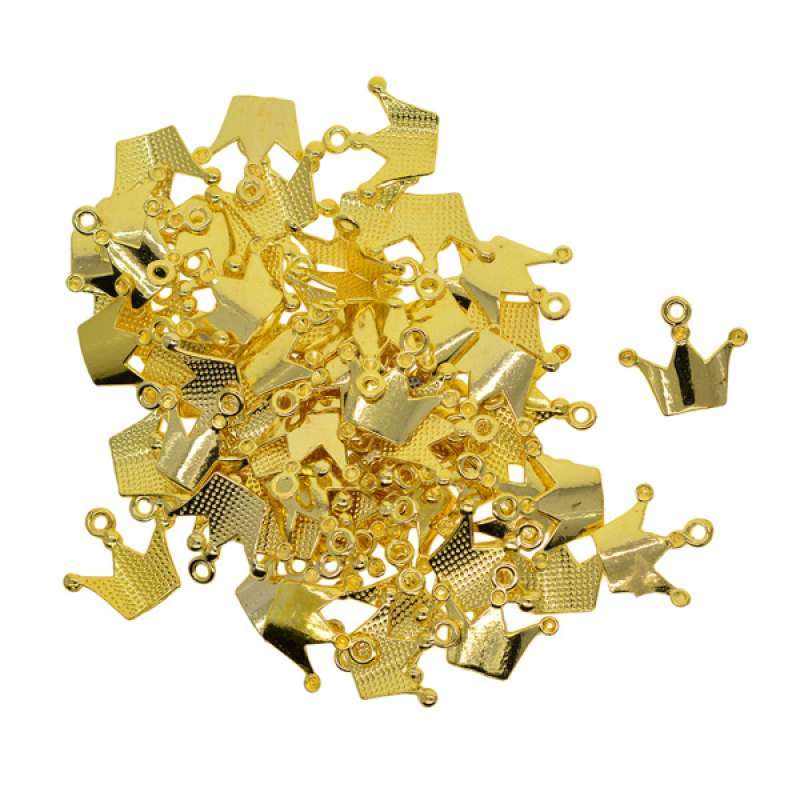 Jual 10pcs Golden Plated Crown Charms 