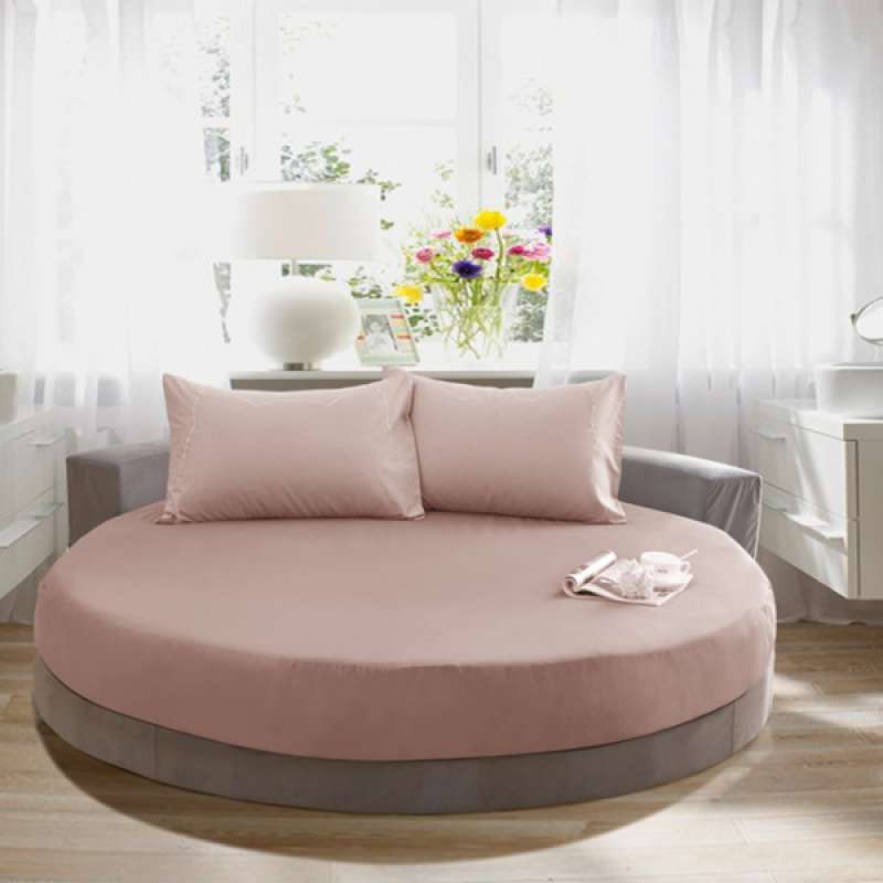 HOME TEXTILE PURE COTTON SOLID FITTED BED SHEETS COVERS FULL FOR ROUND BED 