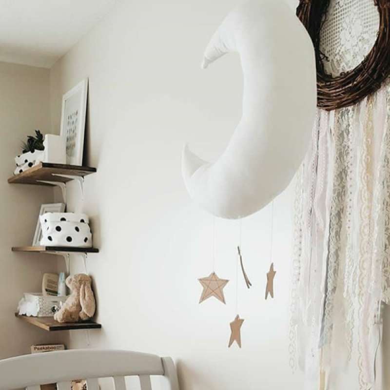 25cm Hanging Star Moon Pendant Soft Cotton Kids room Photo Props for Bedroom 