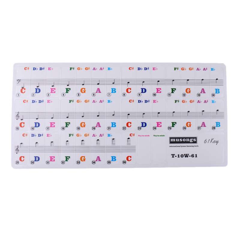 Jual 61 Key Piano Keyboard Sticker PVC Note Label Decal Piano ...