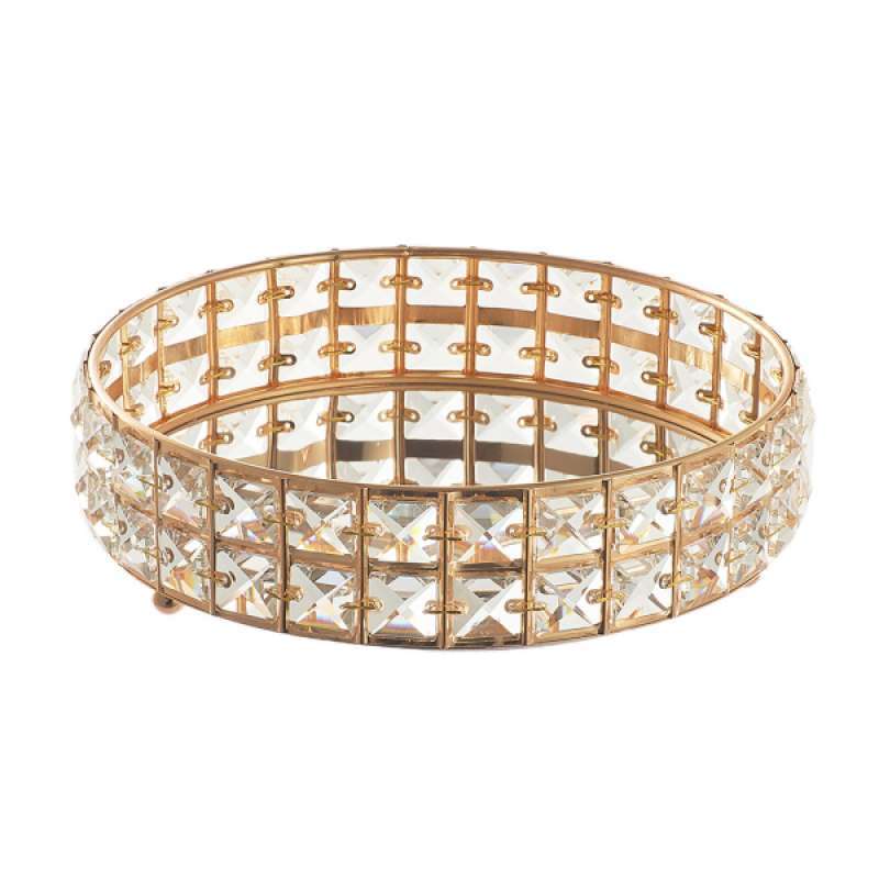 Jual Round Crystal Jewelry Tray Holder Cosmetic Perfume Organizer For Bathroom Golden Online November 2020 Blibli Com