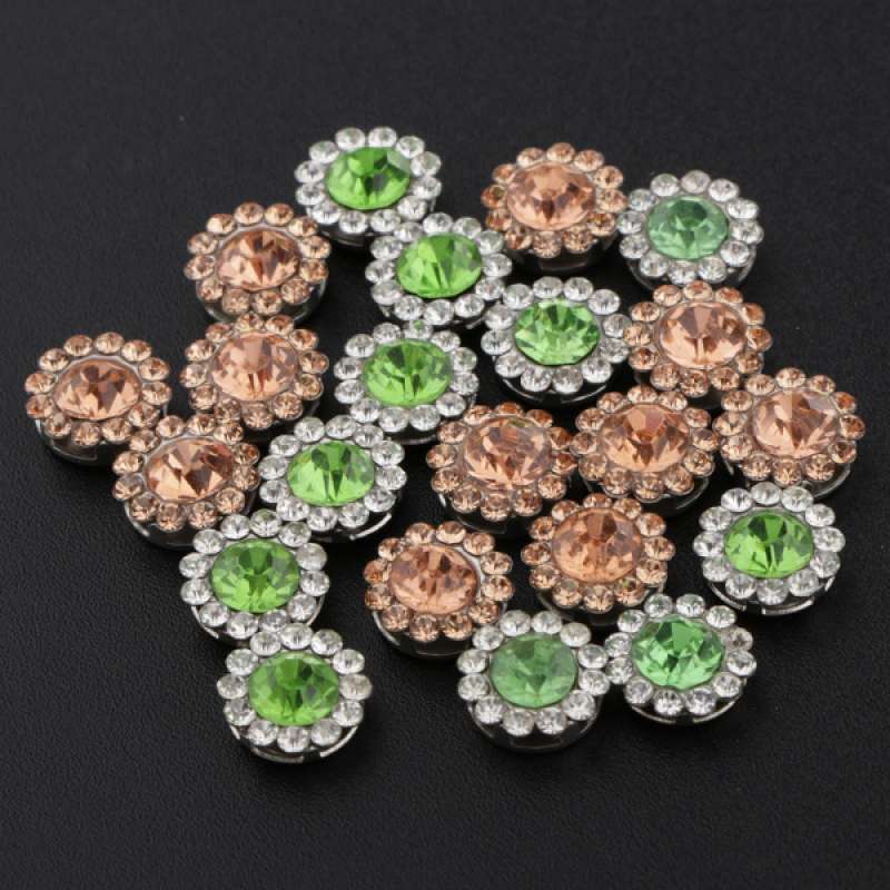 Black Flat Back Rhinestones Buttons Embellishments with Diamond Sew On Crystals Glass Rhinestone for Clothing Wedding Bouquet 20pcs 
