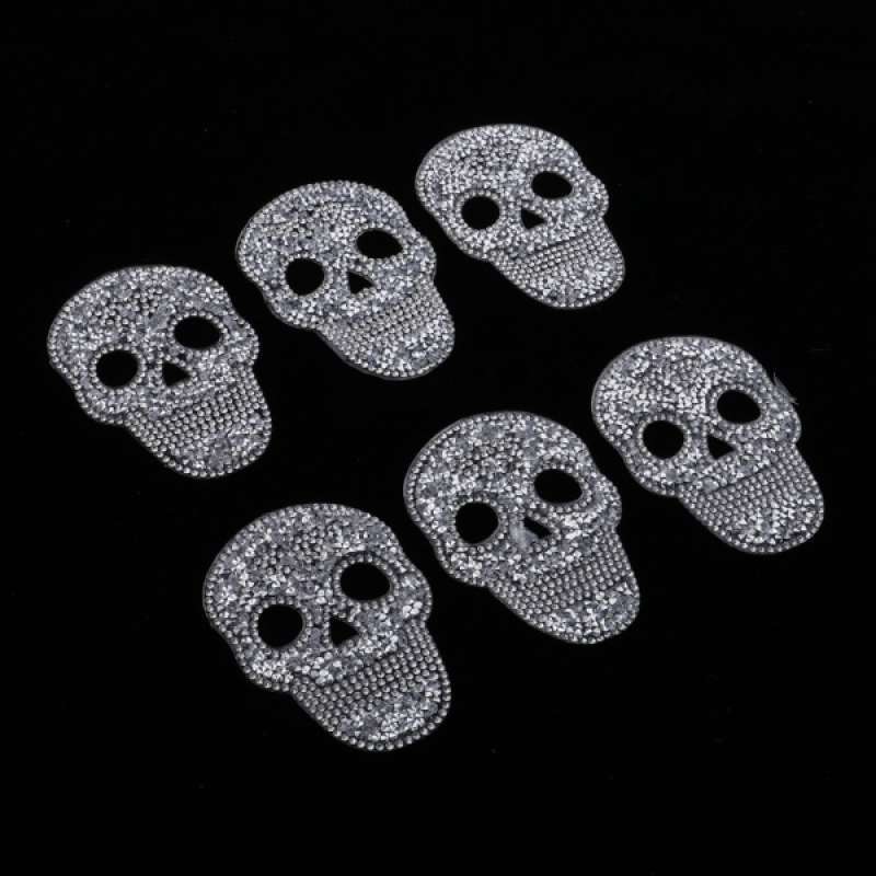 Promo 6Pcs Bling Skull Head Rhinestone 