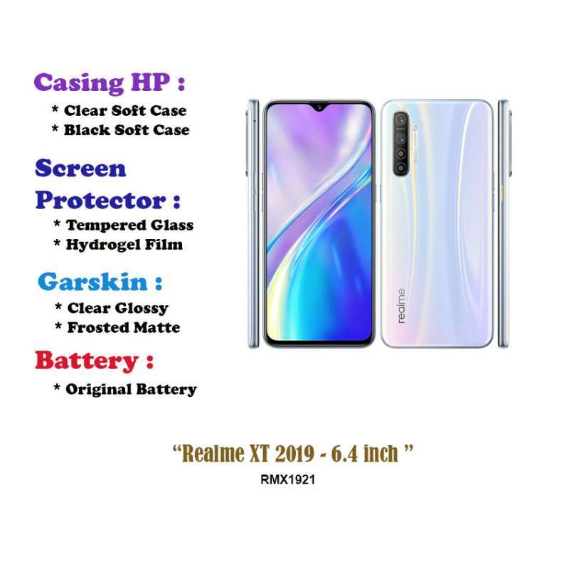Realme XT 2019 inch Case Screen Protector Battery Dll