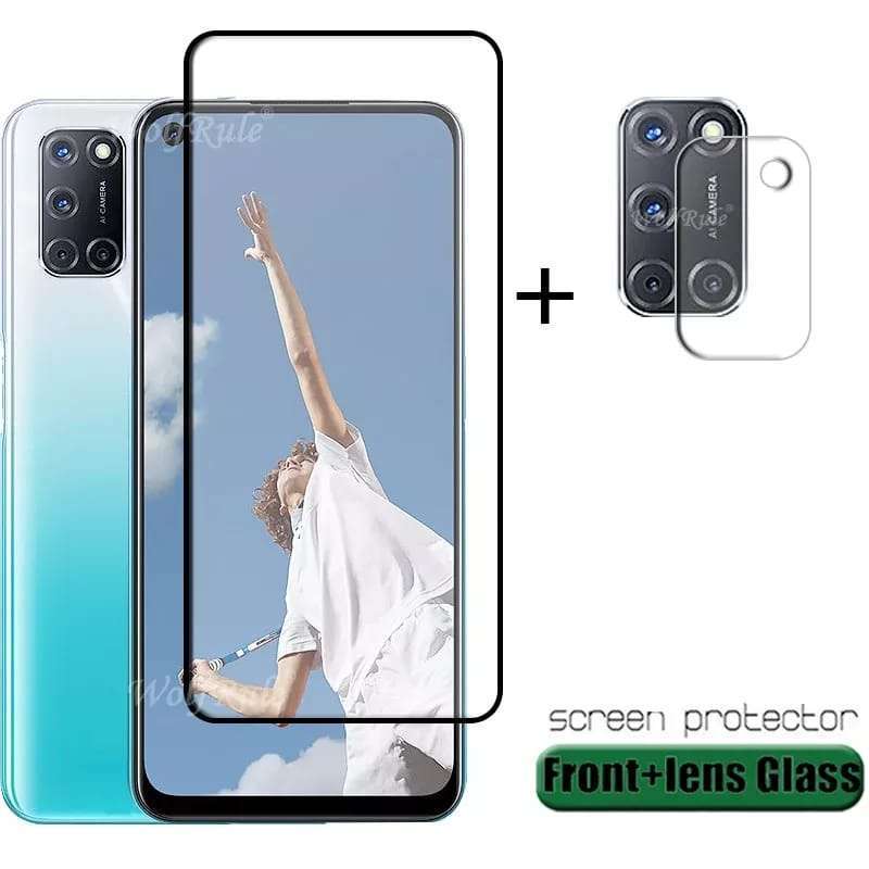 Paket 2in1 Tempered Glass Layar Full Oppo A52 A92 2020 Free Lensa Camera
